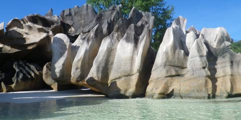 Seychelles beach rocks