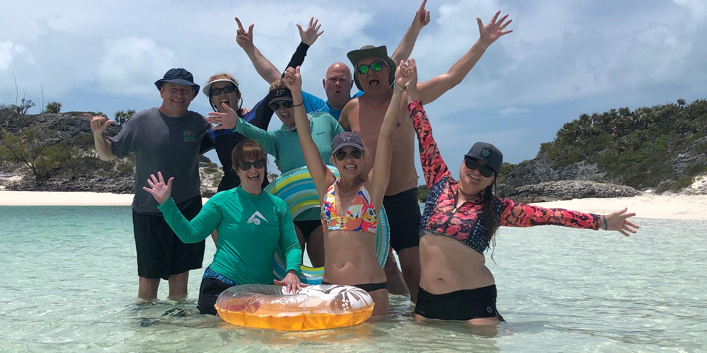 Moorings charter guest Mike Strickland and friends in the Exumas